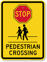 Stop Pedestrian Crossing (with graphic) Pedestrian Sign