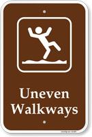 Uneven Walkways Campground Sign With Symbol