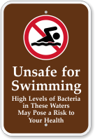 Bacteria In This Water Unsafe For Swimming Sign