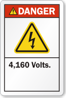 4 160 Volts ANSI Danger Label