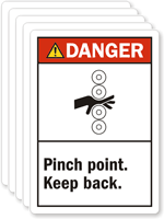 Danger Pinch Point Keep Back (ANSI) Label