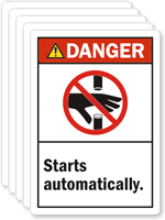 Danger Starts Automatically ANSI Label