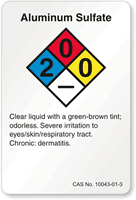 Aluminum Sulfate NFPA Chemical Label