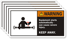 Warning: Equipment Starts Automatically Label