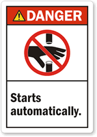 ANSI Danger Starts Automatically Label