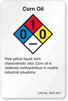 Corn Oil NFPA Chemical Label