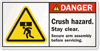 Crush Hazard Stay Clear Label