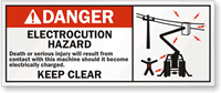 Danger Electrocution Hazard Keep Clear with Graphic Label