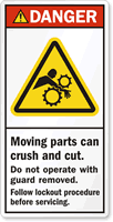 ANSI Pinch Point Moving Parts Can Crush Label