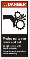 Crush Cut Lockout Procedure Before Servicing Danger Label