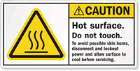 Hot Surface Do Not Touch Lockout Power Label