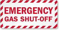 Emergency Gas Shut Off Label