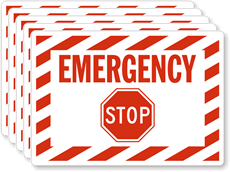 Emergency Stop Laminated Vinyl Labels