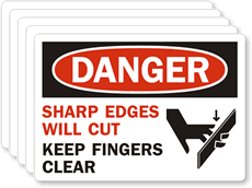 Danger Sharp Edges Cut Fingers Label