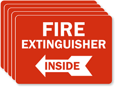 Fire Extinguisher Inside Label With Left Arrow