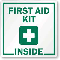 First Aid Kit Inside with Symbol Label