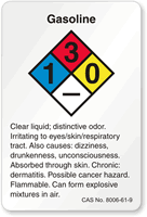 Gasoline NFPA Chemical Label