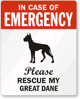 In Case Emergency Rescue My Great Dane Label
