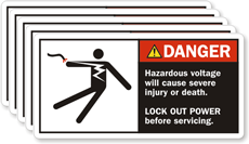 Danger Hazardous Voltage Injury Death Label