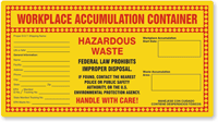 Semi Custom Hazardous Waste Accumulation Label