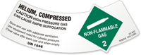 Helium Compressed Gas Cylinder Shoulder Label