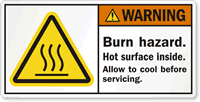 Burn Hazard. Hot Surface Inside Label