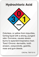 Hydrochloric Acid NFPA Chemical Label