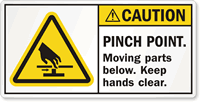 Pinch Point Hand Crush ANSI Caution Label