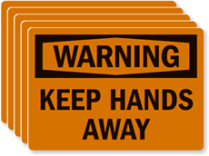 Warning Keep Hands Away Labels (Set Of 5)