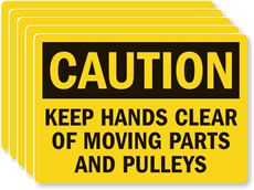 Caution Keep Hands Clear Moving Parts Label