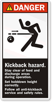 Kickback Hazard Stay Clear Label