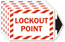 Lockout Point red stripes Vinyl Label (with arrow)