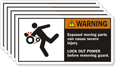 Exposed Moving Parts Can Cause Severe Injury Label