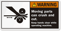 Keep Hands Clear While Operating Machine Label