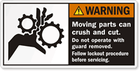 Moving Parts Can Crush Lockout Procedure Servicing Label