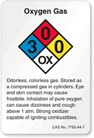 Oxygen Gas NFPA Chemical Label