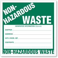 Non Hazardous Waste Labels