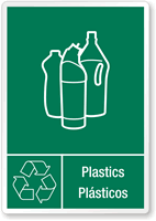 Plastics Plasticos Bilingual Recycling Label