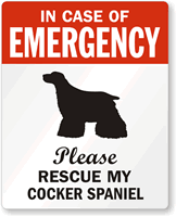 In Case Emergency Rescue My Cocker Spaniel Label