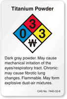 Titanium Powder NFPA Chemical Label