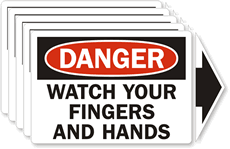 Danger Watch Fingers Hands Label