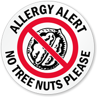 Allergy Alert No Tree Nuts Please Door Decal