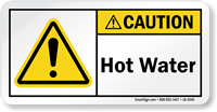 Hot Water With Exclamation Mark Symbol Label