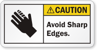 Avoid Sharp Edges ANSI Caution Label