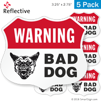 Bad Dog Warning Shield Label Set