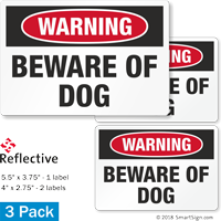 Beware Of Dog Warning Label Set