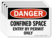 Confined Space Entry By Permit Only OSHA Danger Label