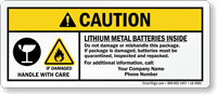 Custom Caution Lithium Battery Inside Label