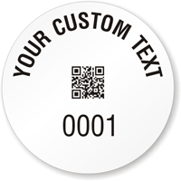 Round Customizable Text Numbering QR Code Label