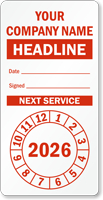 Custom Red Punch Out Next Service Label